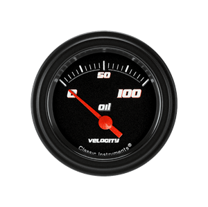 64-73 Ford Mustang Öldruckanzeige - Velocity Black - 2 1/8 " - Edelstahl - Zeiger rot