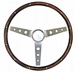 64-73 Ford Mustang Lenkrad - Grant Classic - 15 Zoll - Edelstahl/Walnuss - Gelocht - ohne Logo