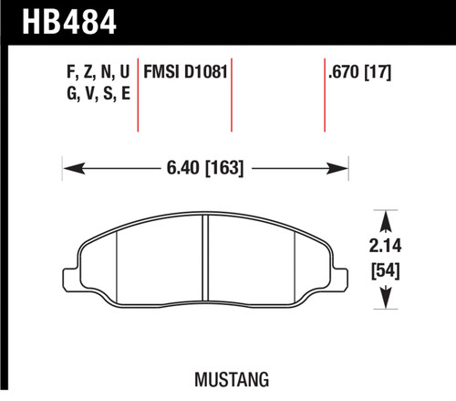 05-14 Ford Mustang (4.0, 5.0) Bremsbelagsatz Scheibenbremse - HAWK - HP Plus - Rennstrecke - Vorne Vorne
