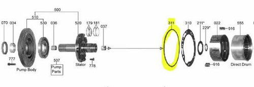 64-84 Ford Mustang Ölpumpendichtung für Automatikgetriebe flach Vorne