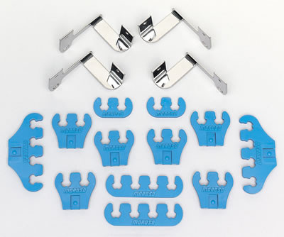 64-73 Ford Mustang Halter Zündkabel - Blau - Mit Chrom-Halter