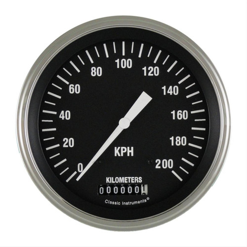 Tacho - Hot Rod - 4 5/8 " - Edelstahl - Zeiger weiß - Km/h