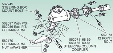 63-82 Chevrolet Corvette Montagesatz Lenkgetriebe
