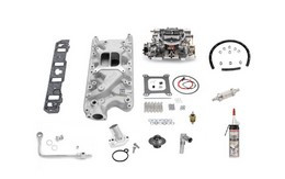 64-73 Ford Mustang (260, 289, 302) Komplettset Ansaugkrümmer und Vergaser - Edelbrock AVS2 - 500 cfm - Performer Ansaugbrücke - Inkl. Montagematerial