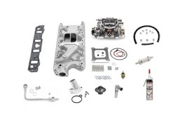 64-73 Ford Mustang (260, 289, 302) Komplettset Ansaugkrümmer und Vergaser - Edelbrock AVS2 - 500 cfm - Performer Ansaugbrücke - Inkl. Montagematerial