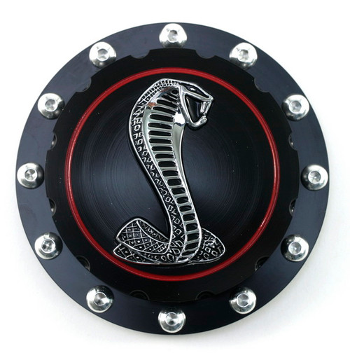 64-73 Ford Mustang Tankdeckel - Aluminium - Shelby Cobra - Schwarz