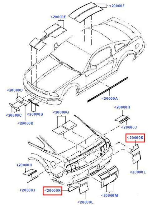 07-14 Ford Mustang Aufkleber Kofferraumdeckel - Neben 3. Bremsleuchte links/rechts