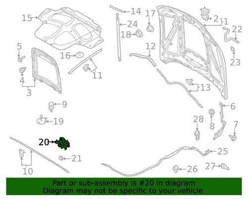 20-22 Ford Mustang Shelby GT500 (5.2) Verschluss Motorhaube