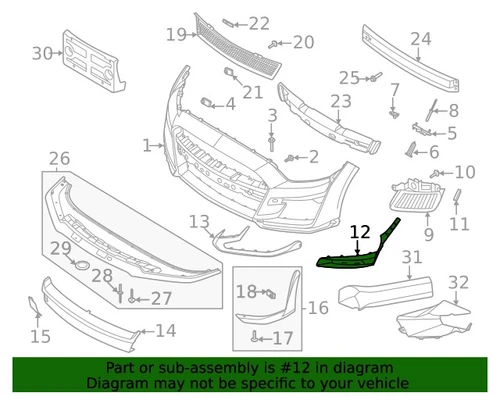 20-22 Ford Mustang Shelby GT500 (5.2) Rahmen für Nebelscheinwerfer Vorne rechts