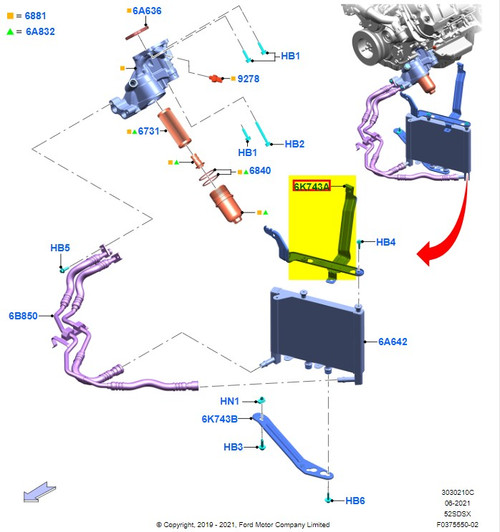 20-22 Ford Mustang Shelby GT500 (5.2) Engine Oil Cooler Bracket Links