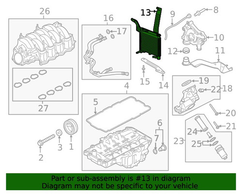 20-22 Ford Mustang Shelby GT500 (5.2) Motorölkühler Vorne links