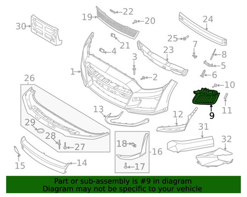 20-22 Ford Mustang Shelby GT500 (5.2) Gittereinsatz in Stoßstange Vorne links