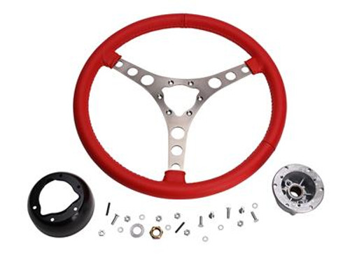 56-62 Chevrolet Corvette Lenkrad - Rot 3 Speichen 380mm - Leder
