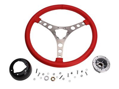 56-62 Chevrolet Corvette Lenkrad - Rot 3 Speichen 380mm - Leder