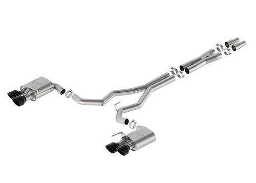 24-26 Ford Mustang Dark Horse (5.0) Abgasanlage - Ford Racing - Extreme - Klappenabgasanlage - Schwarze Blenden