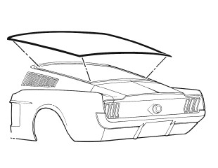 67-68 Ford Mustang (Fastback) Dichtung Heckscheibe Hinten