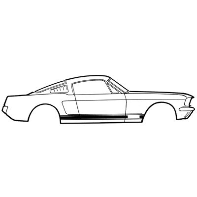 1967 Ford Mustang Aufkleberset Karosserie - GT - Links und rechts - Rot