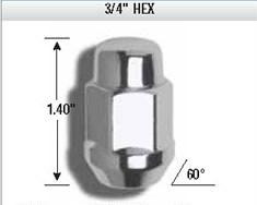 64-14 Ford Mustang Radmutter - 1/2 " Gewinde- 19mm Schlüsselweite - Chrom