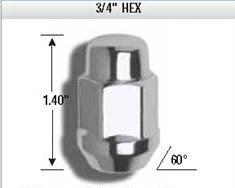 64-14 Ford Mustang Radmutter - 1/2 " Gewinde- 19mm Schlüsselweite - Chrom