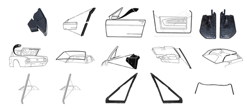 67-68 Ford Mustang (Convertible) Dichtungsset Karosserie