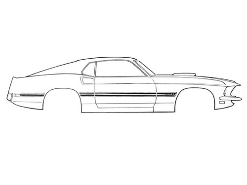 1969 Ford Mustang Aufkleberset Karosserie - Mach 1 - Schwarz