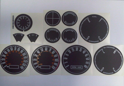 67-68 Ford Mustang Instrumentenscheibe - White Gauges - Schwarz