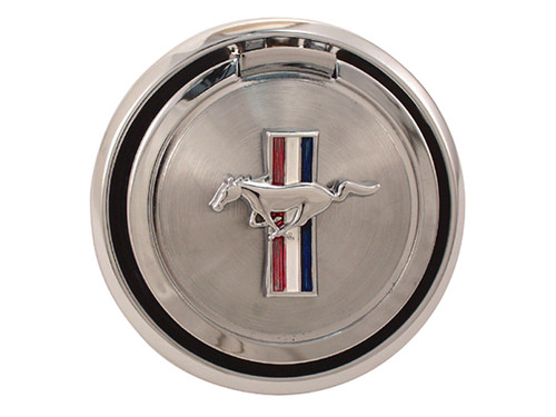 1970 Ford Mustang Tankdeckel - Pop Open - Chrom - Tri-Bar Pony