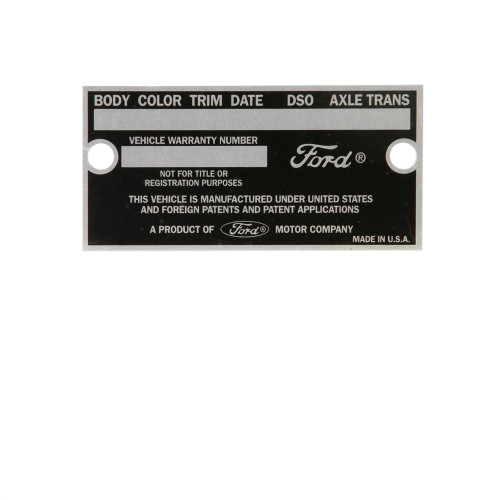 1965 Ford Mustang Schild Fahrgestellnummer