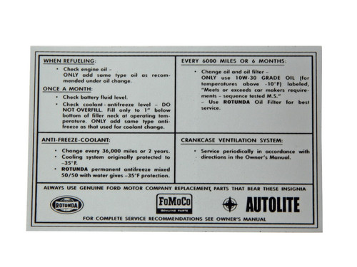 65-66 Ford Mustang Fahrzeugdatenschild