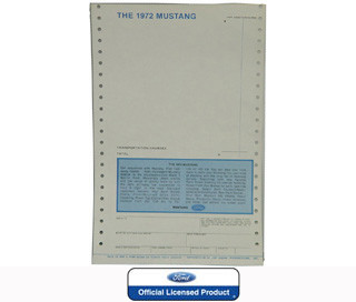 1972 Ford Mustang Technisches Datenblatt