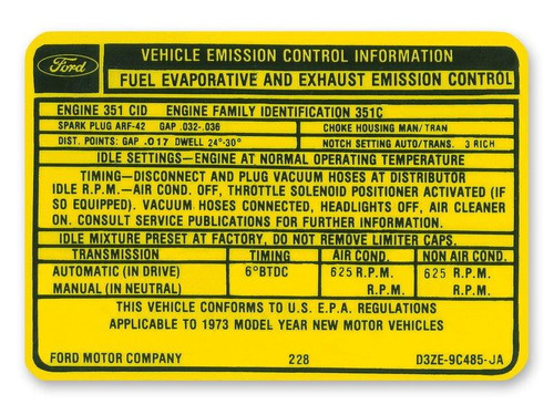 38008352-1973-351C-2V-Automatigetriebe-Aufkleber-zu-Abgas-und-Emissionswerten-1