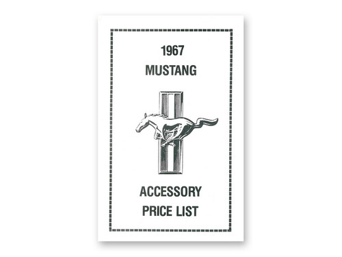 1967 Ford Mustang Technisches Handbuch - Preisliste inklusive Optionen