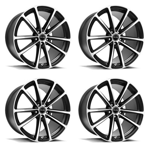 15-26 Ford Mustang Felgensatz - Shelby CS10 - Aluminium - 9,5x20 und 11x20 Zoll - Schwarz / abgedrehtem Stern Vorne und hinten