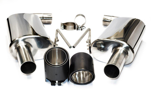 15-17 Ford Mustang GT (5.0) Schalldämpfer-Set - 101mm Carbon Blenden mit TÜV