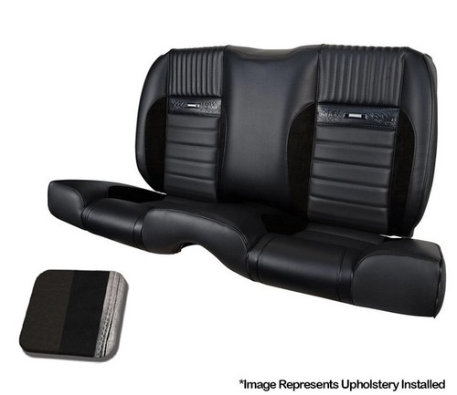 64-66 Ford Mustang (Hardtop) Sitzbezüge - Deluxe Pony Sport-R - Anthrazit Schwarz - Vinyl/Alcantara - Weiße Naht - Hinten