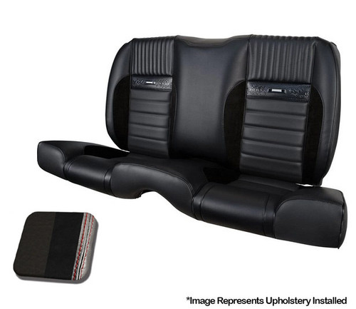 64-66 Ford Mustang (Hardtop) Sitzbezüge - Deluxe Pony Sport-R - Anthrazit Schwarz - Vinyl/Alcantara - Rote Naht - Hinten