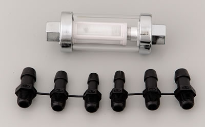64-73 Ford Mustang Kraftstofffilter - Glas - Mit Anschlüssen