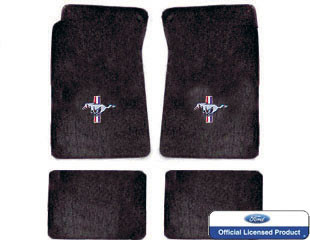 64-73 Ford Mustang (Convertible) Fußmatten Set - Aqua - Tri-Bar Running Pony Vorne und hinten