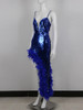 Celebrity Sequined Feather Maxi Dress