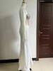 Long Sleeve Beaded White Maxi Dress