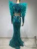 Ornate Green Sequin Feather Dress