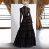 Retro Black Lace A-line Gown