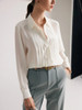 Pleated Front Mulberry Silk Blouse