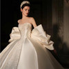 Sweetheart Neck Satin Wedding Dress with Big Bow