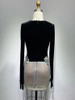 Black Velvet Tassel Mini Dress