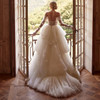 Off Shoulder Tiered Skirt Wedding Dress