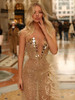 Sequined Mirror Gold Maxi Dress