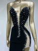 Black Strapless Beaded Maxi Dress 
