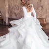 Long Sleeve Tiered Skirt Bridal Gown