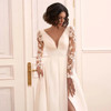 Long Sleeve Slit Skirt Wedding Dress